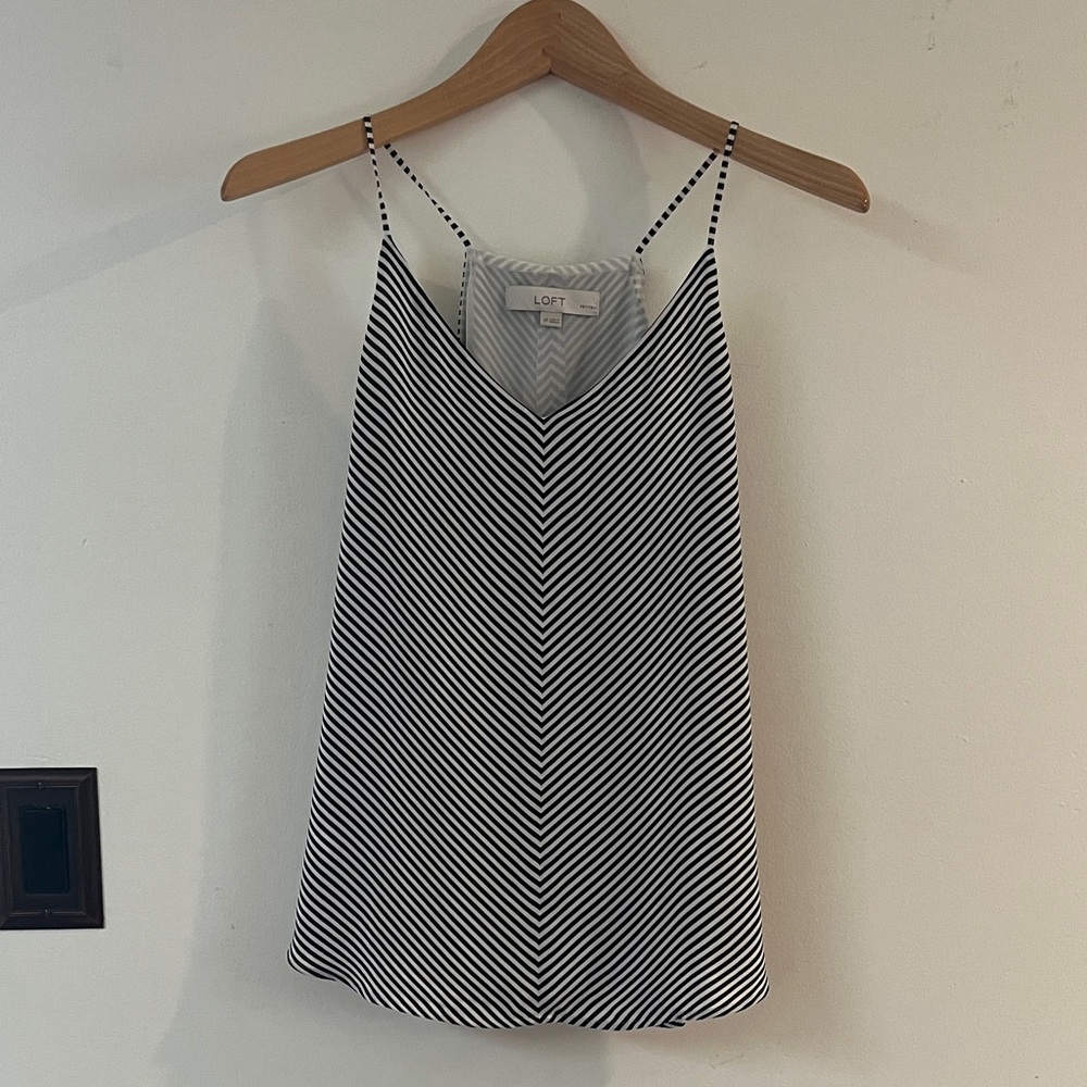 LOFT Black and White Chevron Camisole